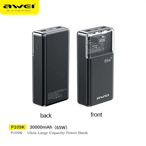 Awei P109K 30000mAh 65W Fast Charging Power bank