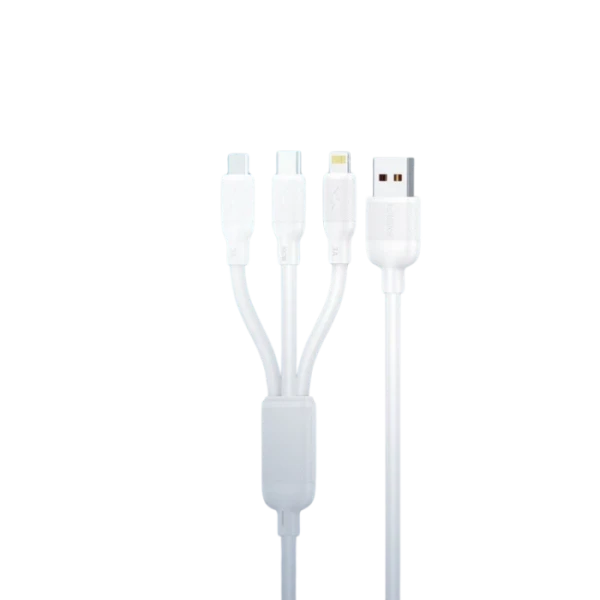Foneng 100W 1.2M 3 in1 USB to USB-C / Lightning / Micro USB Cable- White - (X80 )