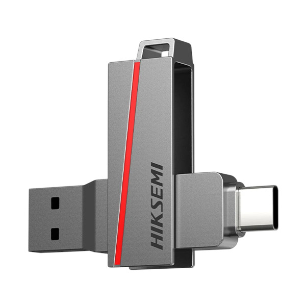 Hiksemi Dual Slim HS-USB-E307C 128GB USB 3.2 & Type-C Grey Pen Drive