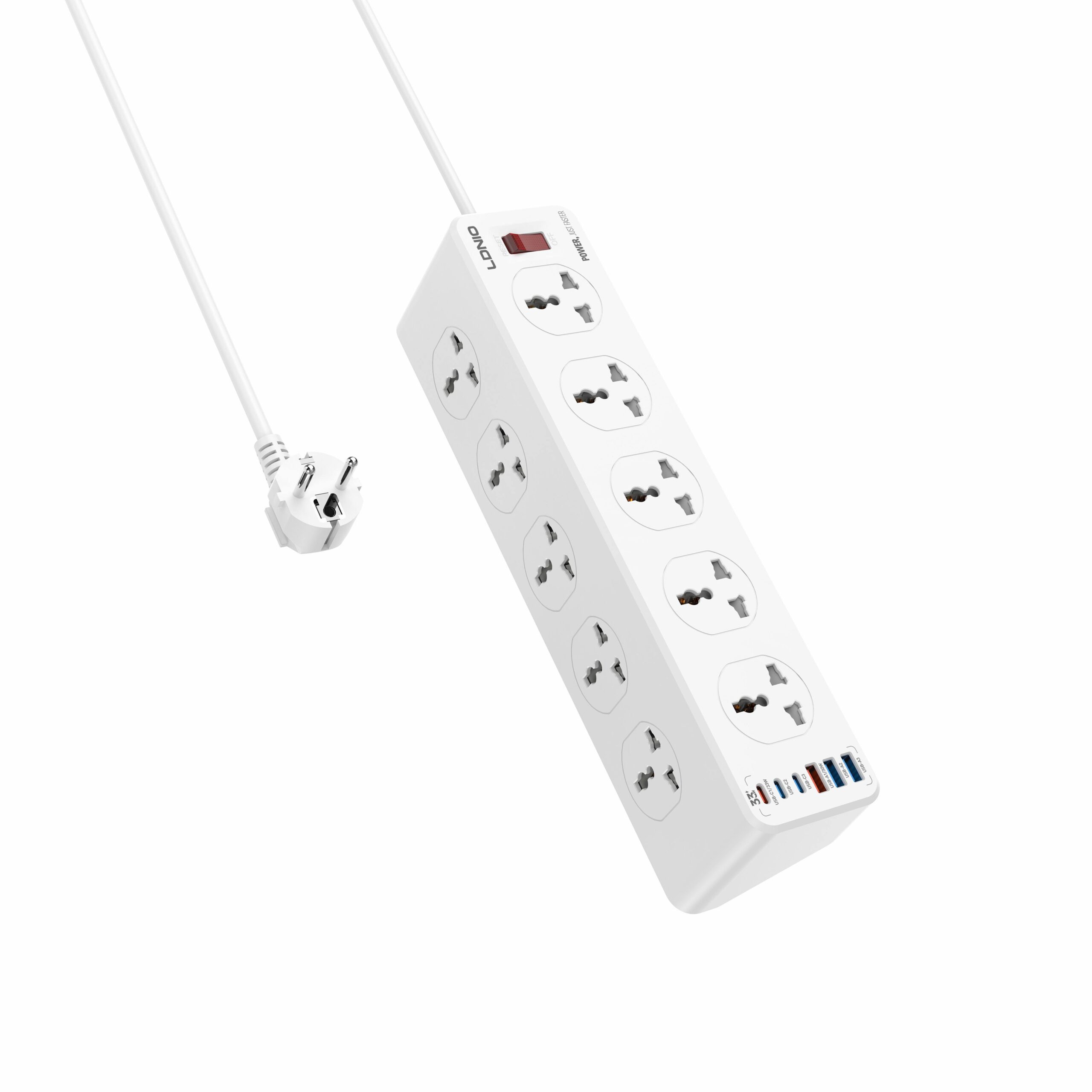 LDNIO SC10610C Power Socket Extension Universal Power Strip With 10 Outlets 2M