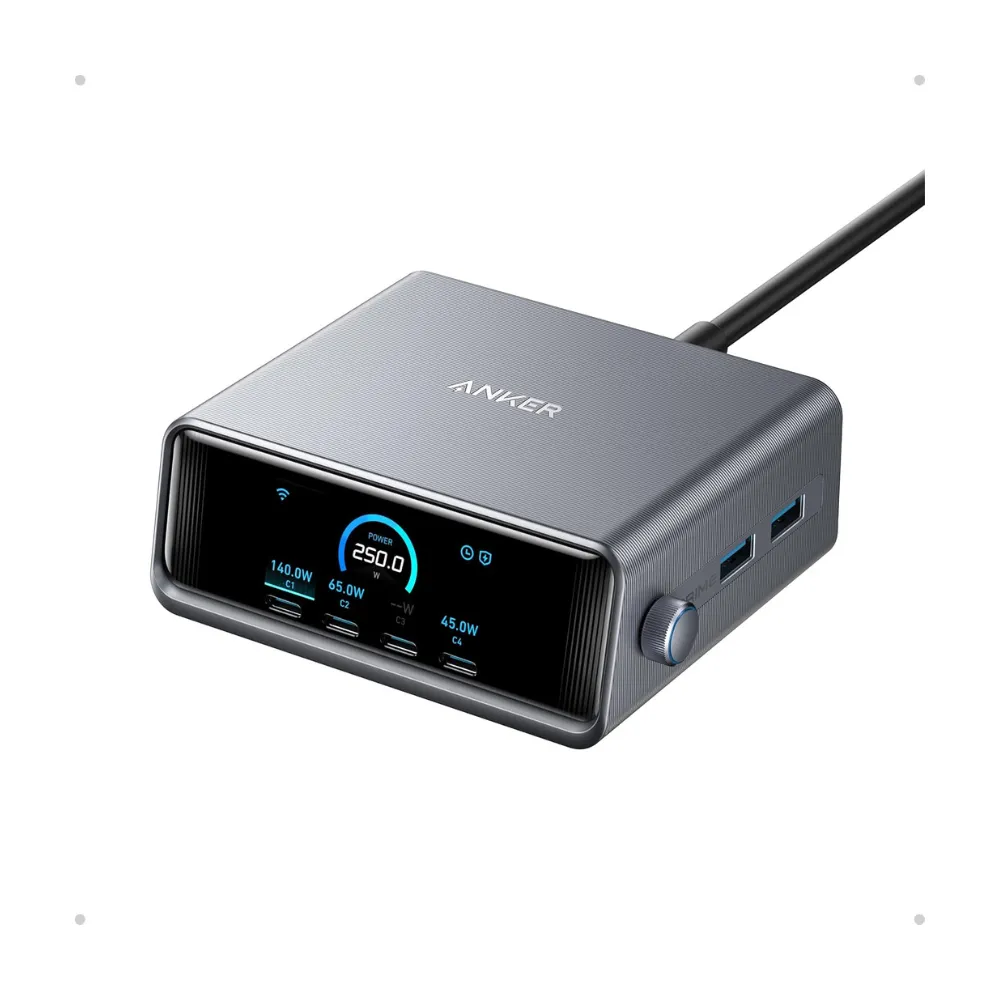 Anker Prime 250W GaN USB-C Charging Station 6-Port with LCD Display (A2345)