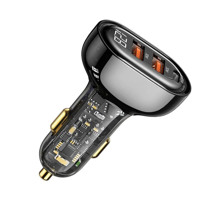 USAMS US-CC158 125W 3 Ports Transparent Digital Display Fast Car Charger