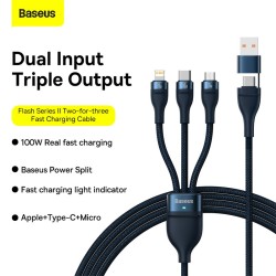 Baseus Cable Flash Series 2 Two-for-three Charging Cable U+C to Micro Lightning Type-C 100W - Power & Accessories | Gadget Monkey BD