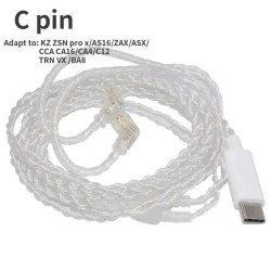 CCA Type-C Silver Plated Cable Without Mic - Earphone Bluetooth Connector & Cables | Gadget Monkey BD