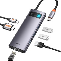 Baseus 6-in-1 HUB Multifunctional Type-C HUB Docking Station Metal Gleam Series - Peripherals | Gadget Monkey BD