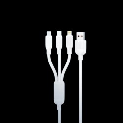 Foneng 100W 1.2M 3 in1 USB to USB-C / Lightning / Micro USB Cable- White - (X80 ) - Power Cable | Gadget Monkey BD