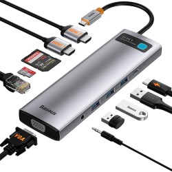 Baseus 11 in 1 HUB Type-C Metal Gleam Series Multifunctional Docking Station - Peripherals | Gadget Monkey BD