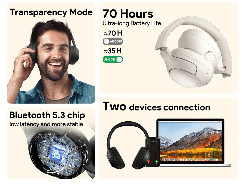 QCY H3 Hybrid ANC Wireless Headphones 2