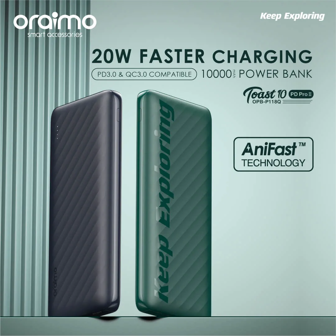 Oraimo OPB-P118D Toast 10 Flash 10000mAh Power Bank