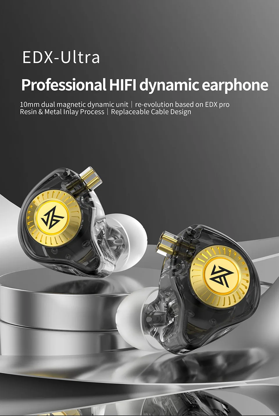 KZ EDX Ultra Professional Hi-Fi 10mm Dual Magnetic Dynamic Earphone