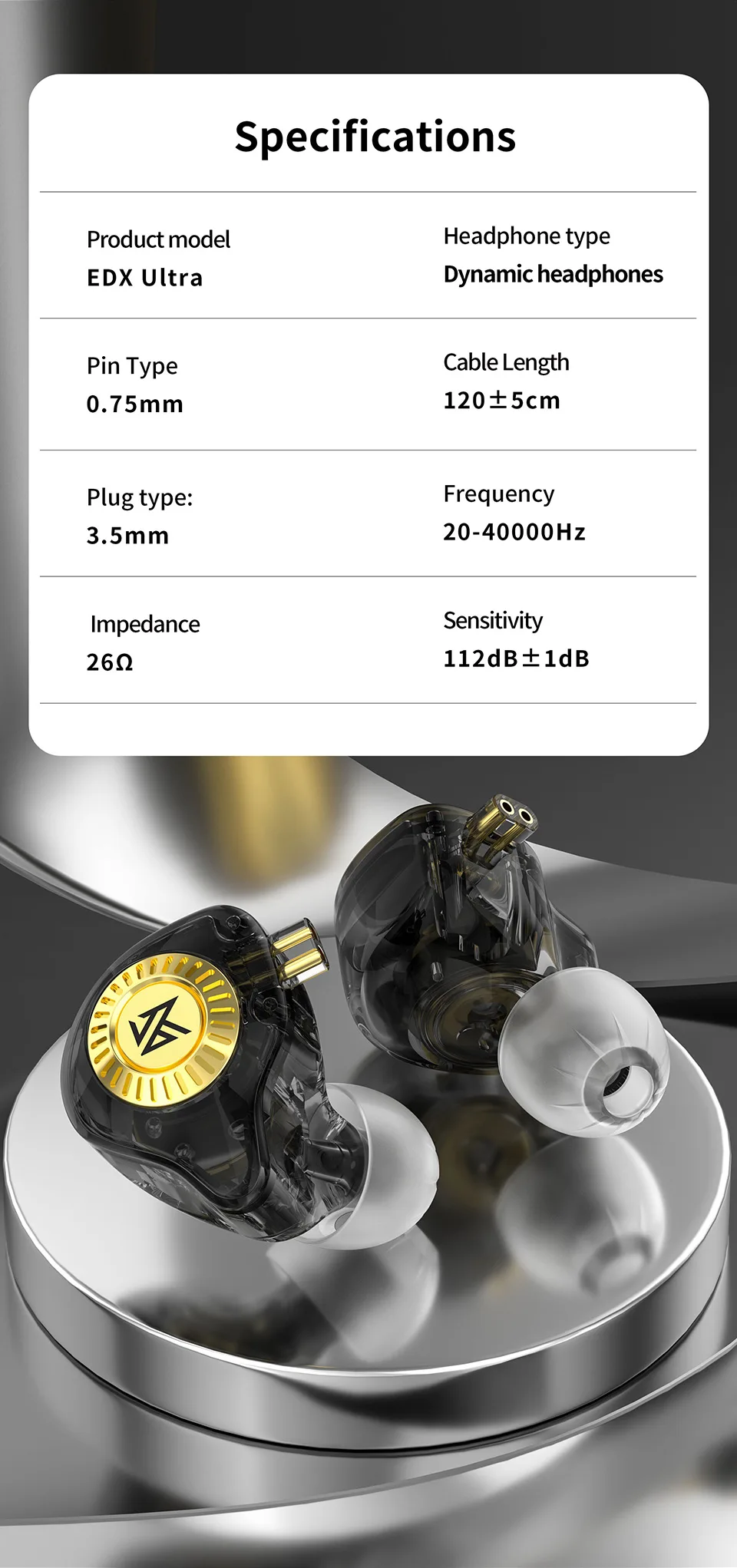 KZ EDX Ultra Professional Hi-Fi 10mm Dual Magnetic Dynamic Earphone