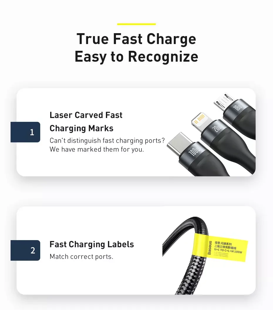Baseus Flash Series Two-for-three Fast Charging 100W Data Cable 1.2m (CA2T3-07) – Red