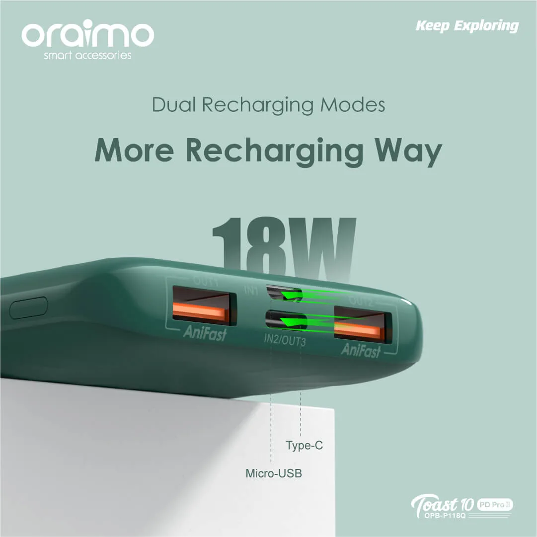 Oraimo OPB-P118D Toast 10 Flash 10000mAh Power Bank