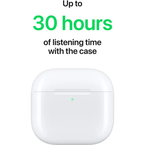 Up to 30 hours of listing time with the case - Apple AirPods 4 | MacCity BD