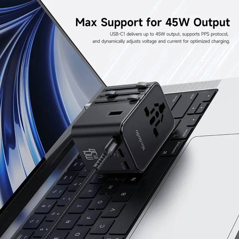 MCDODO CP-3270 MDD G5 Series 45W 3 USB-C + 2 USB-A Universal Travel Power Adapter Charger with USB-C to USB-C Cable