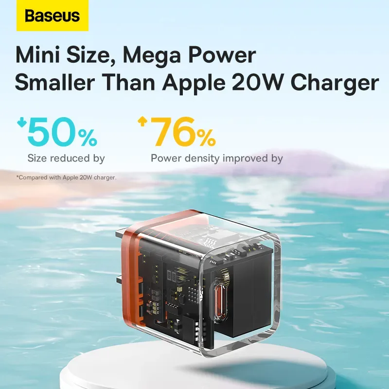 Baseus 20w Gan5 Fast Charger 1c Amber Orange For Apple Iphone 14 13 12 11 Series (1)