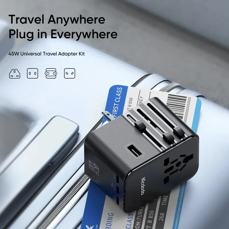 MCDODO CP-3270 MDD G5 Series 45W 3 USB-C + 2 USB-A Universal Travel Power Adapter Charger with USB-C to USB-C Cable