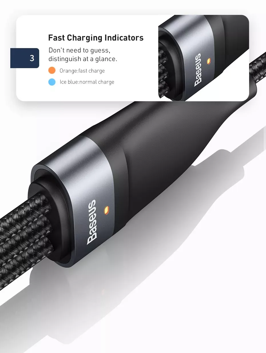 Baseus Flash Series Two-for-three Fast Charging 100W Data Cable 1.2m (CA2T3-07) – Red