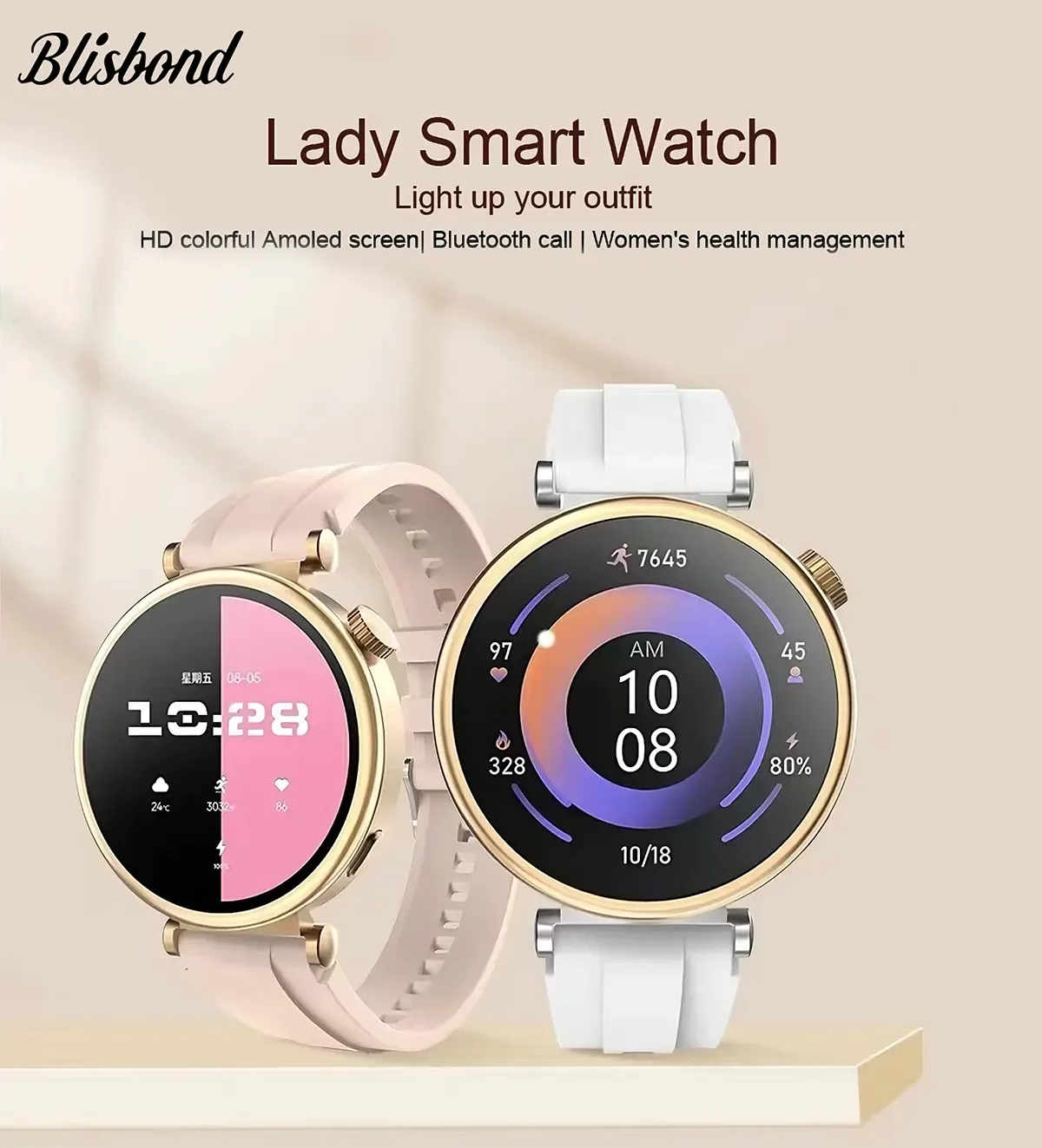 BlisBond Aurora AMOLED Display Bluetooth Calling Smart Watch for Women Price in Bangladesh