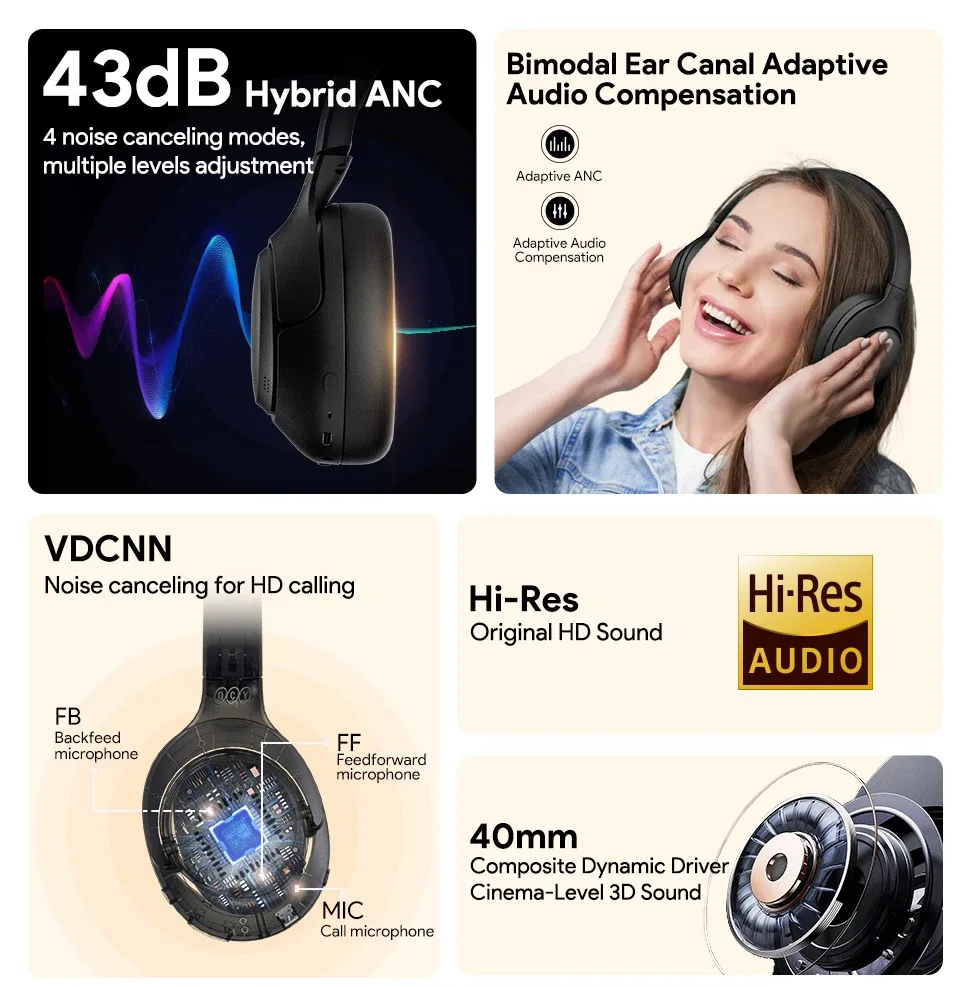 QCY H3 Hybrid ANC Wireless Headphones 1