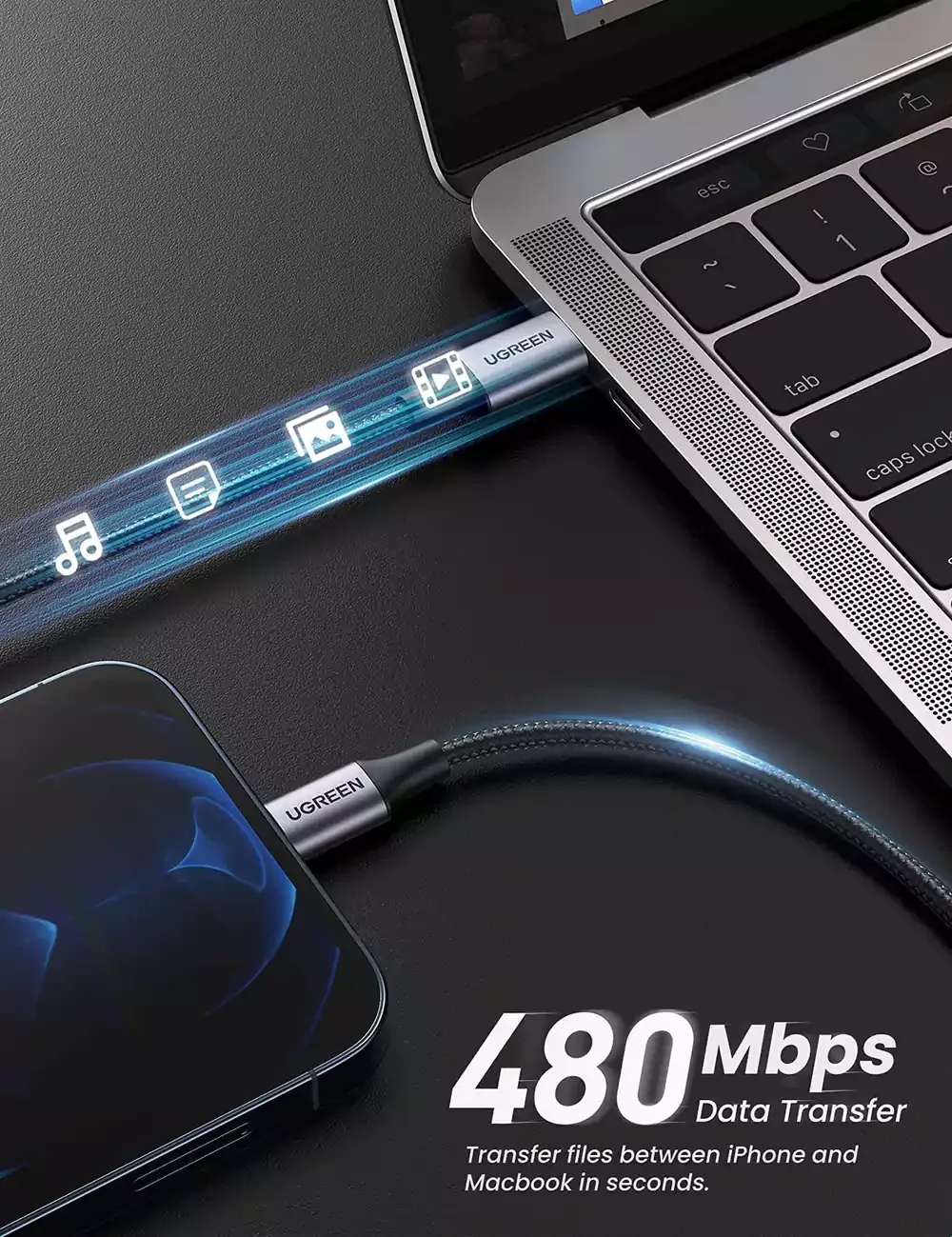 UGREEN US304 USB-C to Lightning MFi Certified Cable 3