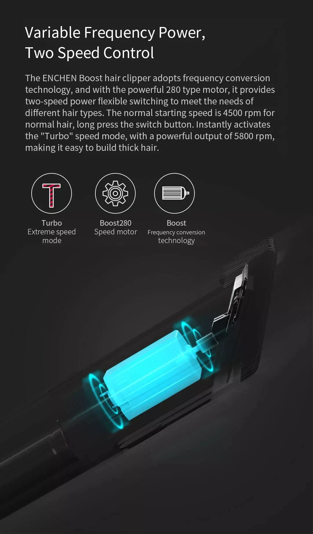Xiaomi ENCHEN Boost USB Electric Hair Clipper Two Speed Ceramic Cutter Hair Fast Charging Hair Trimmer Children Hair Clipper 4