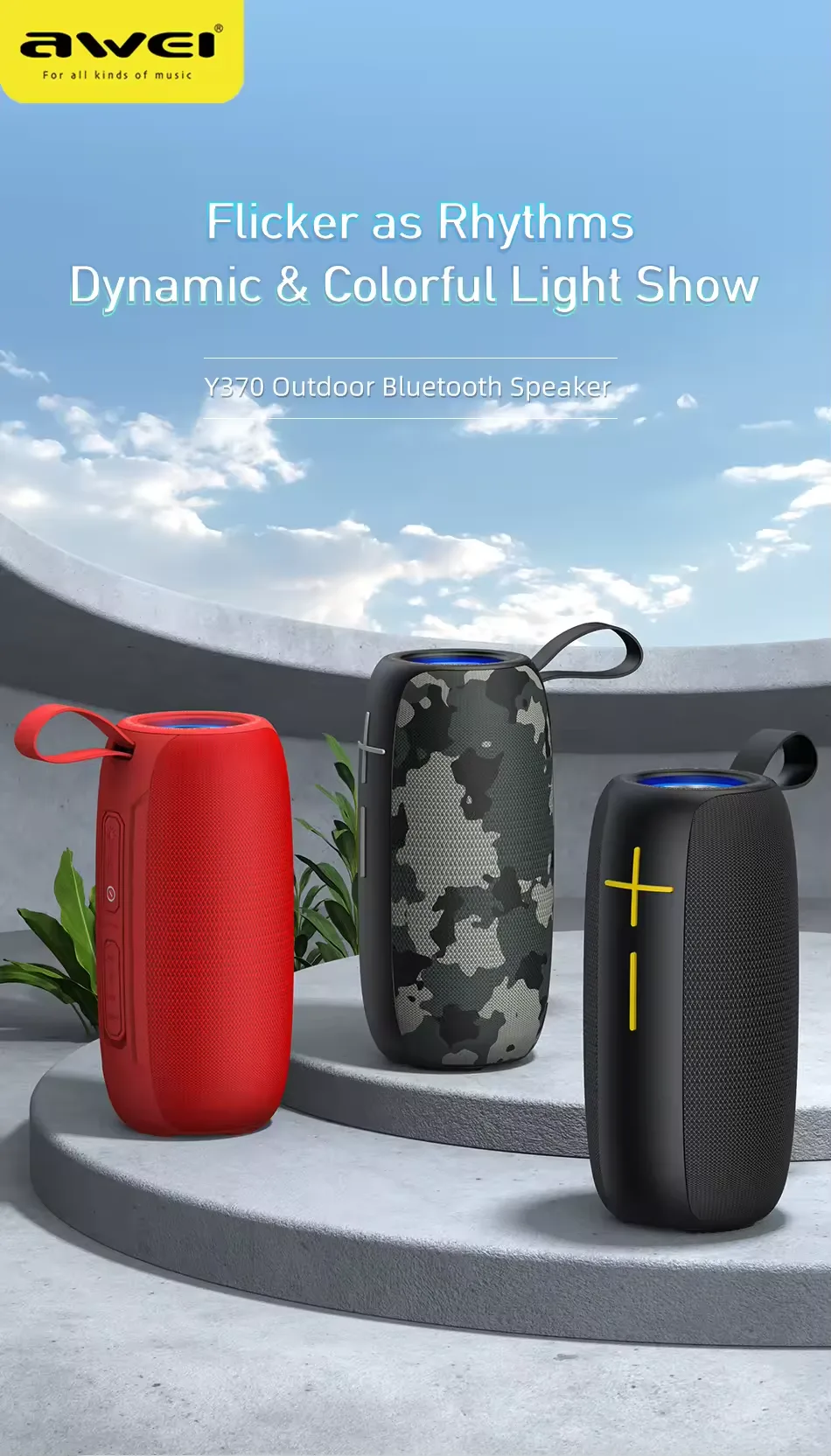 Awei Y370 Bluetooth Wireless Speaker IPX6 -5