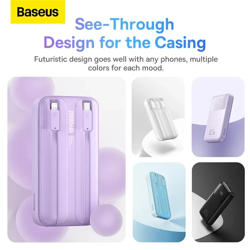 Baseus Comet Series 22.5W 20000mAh Dual Cable Digital Display Power Bank