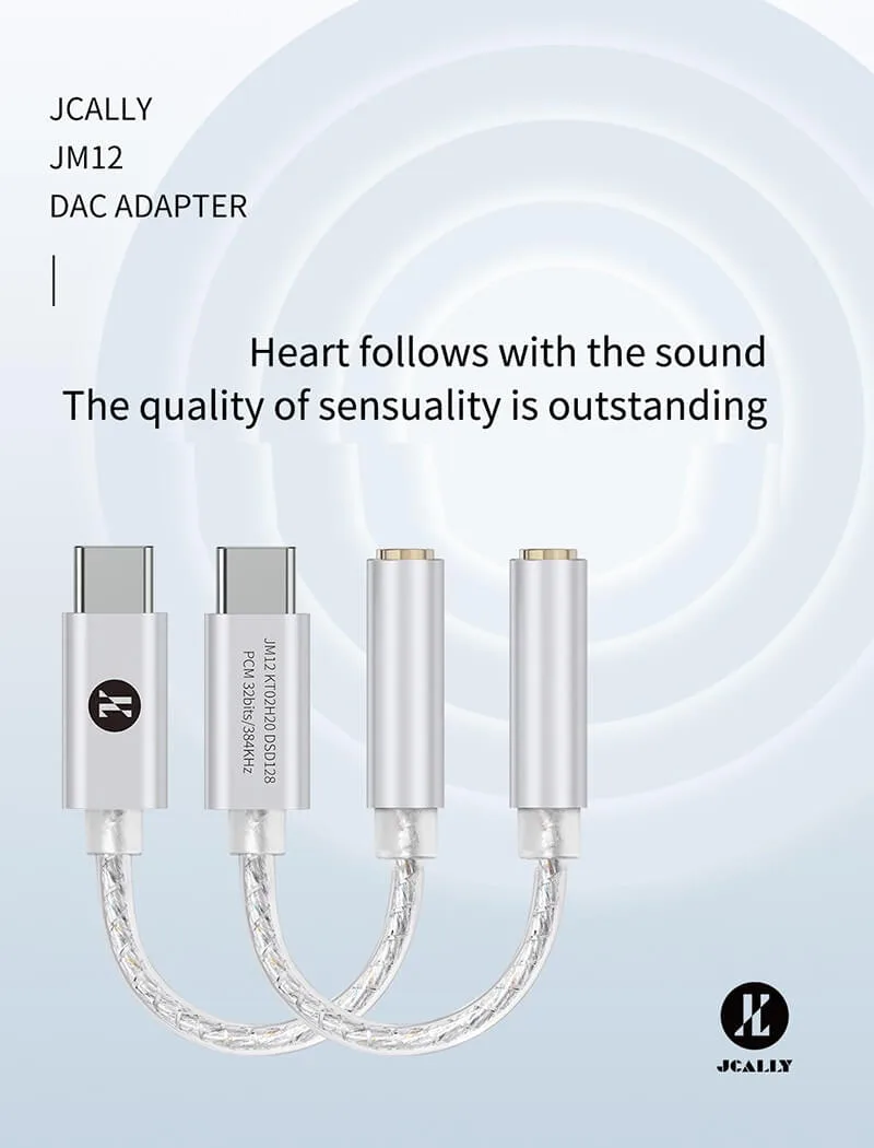 JCALLY JM12 Type C to 3.5mm HiFi DAC Chip Audio Adapter