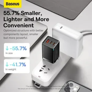 Baseus 65W USB QC.3+ DUAL PD ADAPTER WITH 100W cable