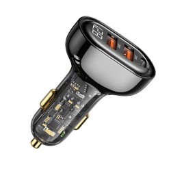 USAMS US-CC158 125W 3 Ports Transparent Digital Display Fast Car Charger - Car Charger & Accessories | Gadget Monkey BD